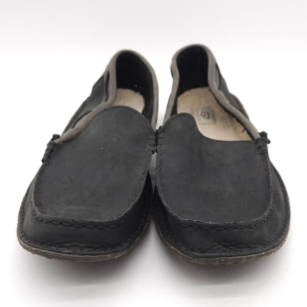 UGG Australia Mens Size 12 Gray Suede Leather Boat Shoes Loafers Flats Slippers‎